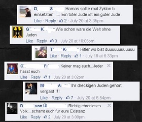 Kommentare auf der Facebook-Seite Israel in Deutschland (Archiv)
